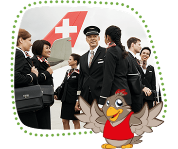 Lexi shows a SWISS crew with pilots and flight attendants