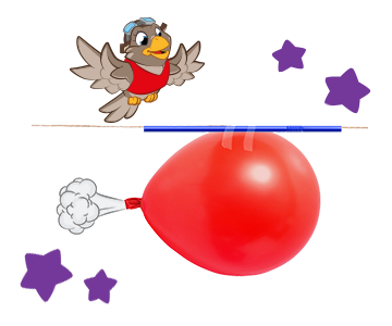 A balloon rocket demonstrates the principle of backward thrust